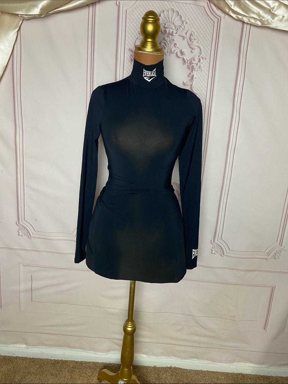 Everlast Black Long-Sleeve Mock Neck Dress